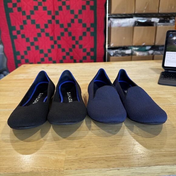 ROTHY'S Lot Of 2 Pair The Flat Black & The Loafer Navy Size 8 Pristine & EUC - Picture 3 of 12